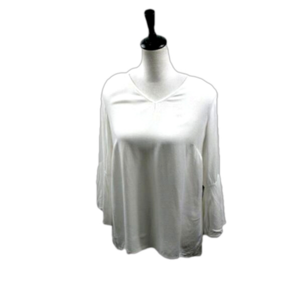 Apt. 9 White V-Neck Blouse 3/4 Sleeve Blouse Size Medium - Picture 4 of 4